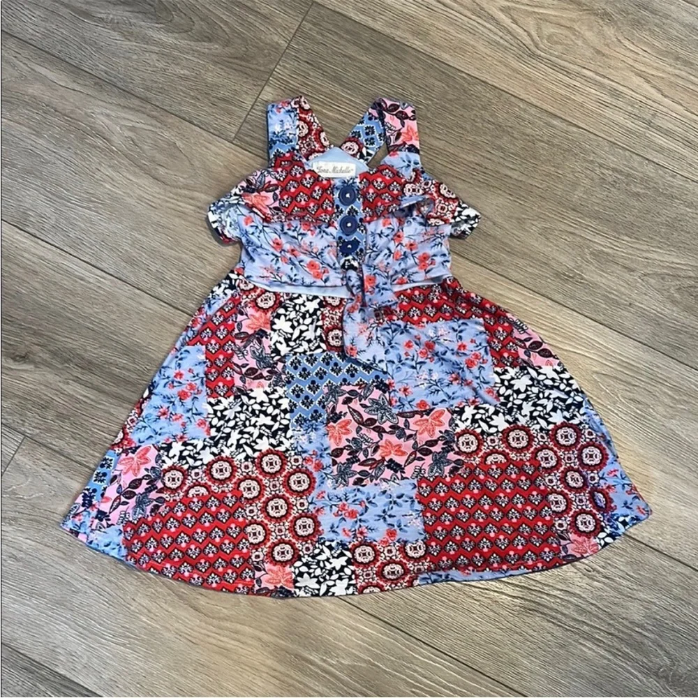 Jona Michelle | Dresses | Jona Michelle Red And Blue Patchwork Dress